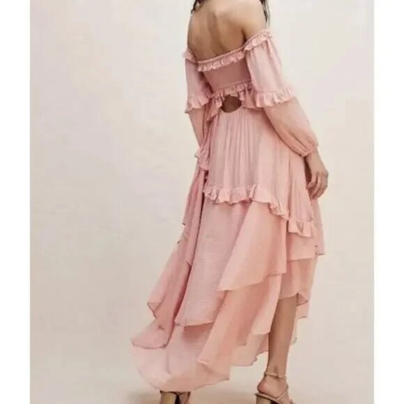 Spell & The Gypsy Clementine Mermaid Smocked Tiered Ruffle Maxi Dress XS - Picture 8 of 14